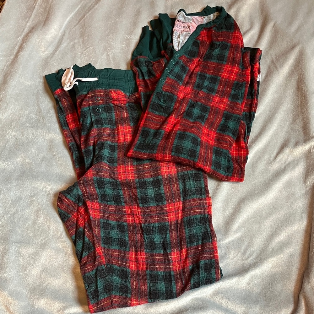 Little Sleepies Red and Green Plaid Women’s Pajama Set